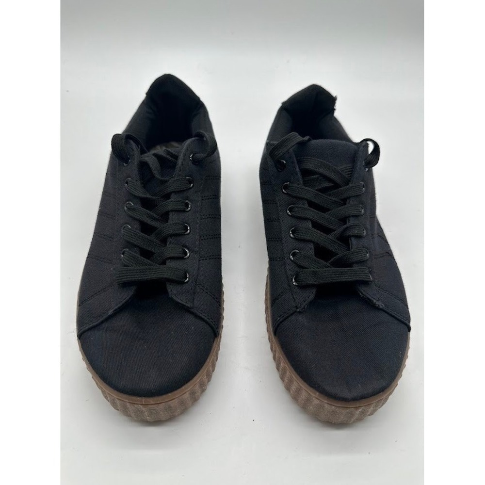 Just Be Black Canvas Platform Creeper Sneakers Gum Sole Women 9 0800735